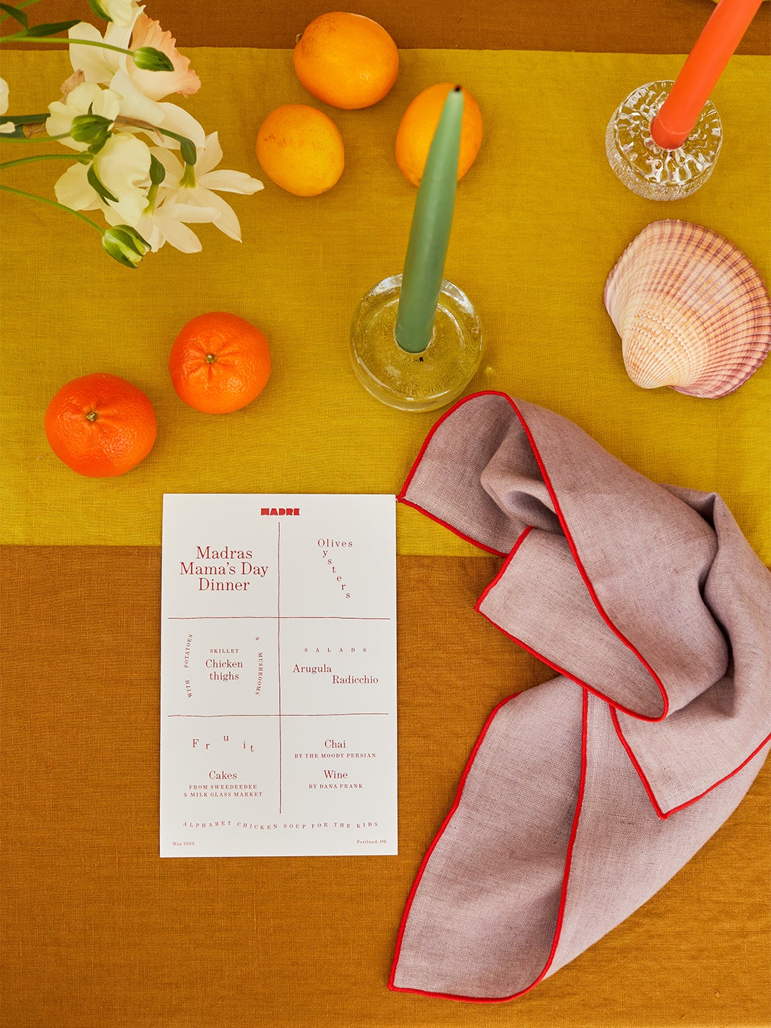 Menu and napkin on a table