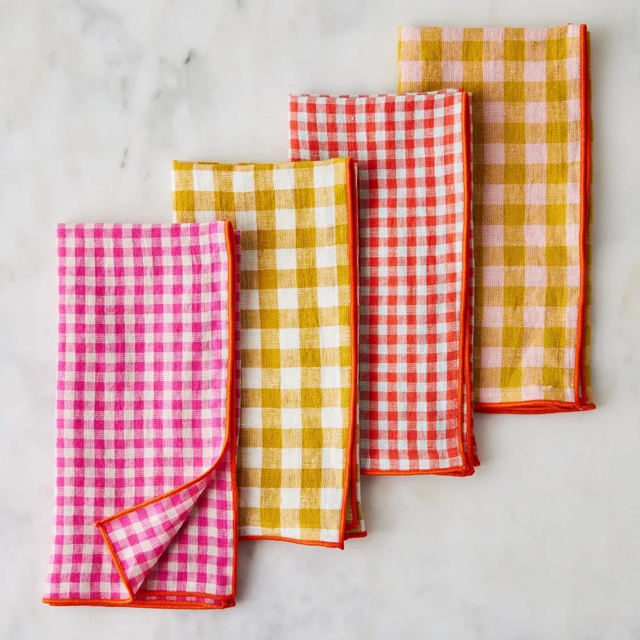 Madre Picnic Napkins in pink and yellow gingham