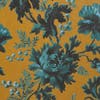 mustard and blue floral wallpaper