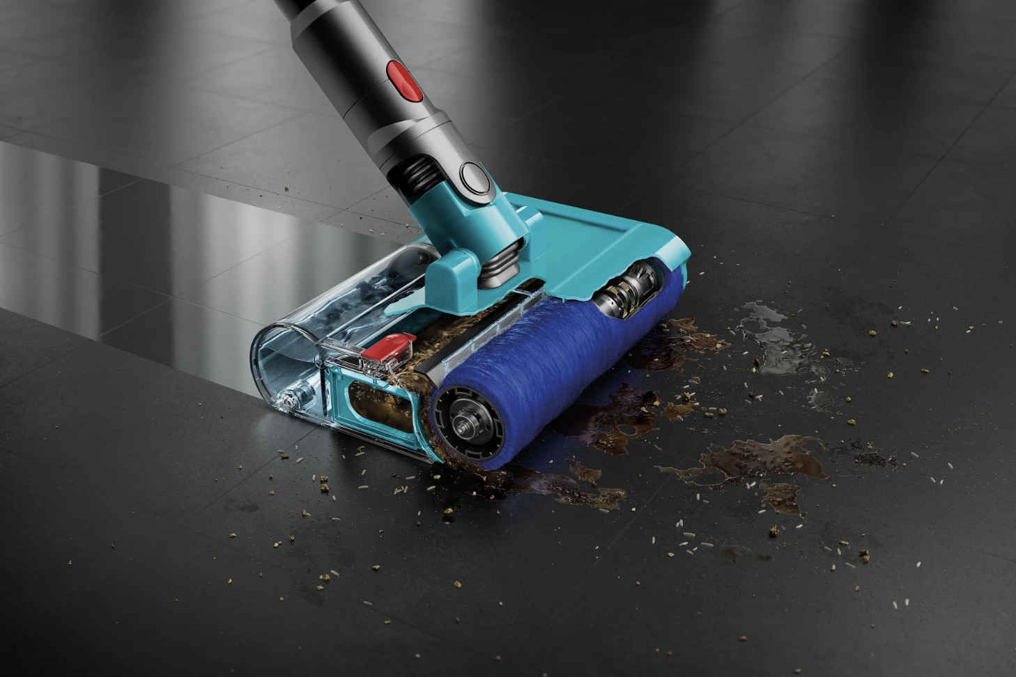 Dyson Submarine wet vac cleaning up a spill