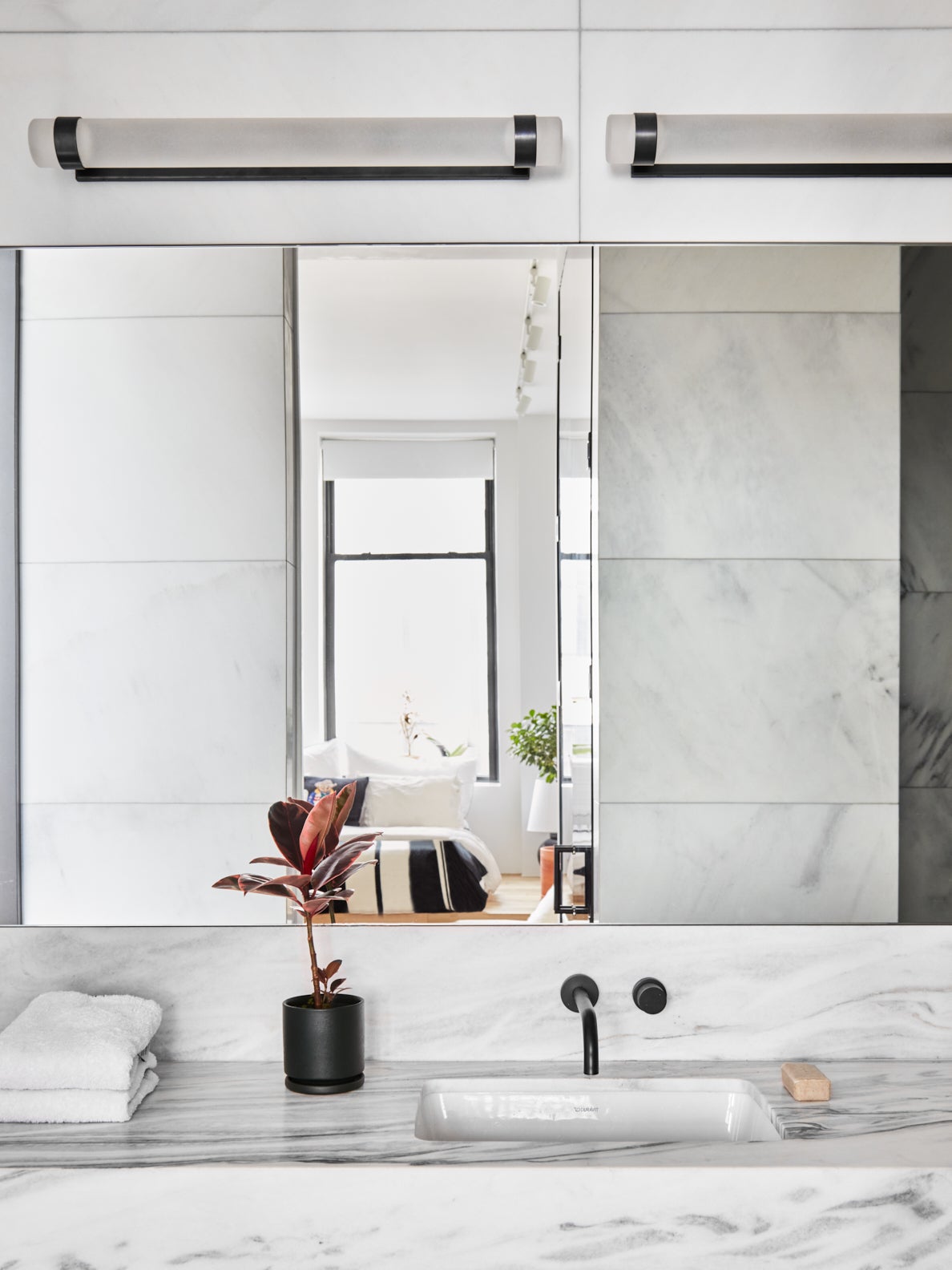 modern white marble bathroom vanity