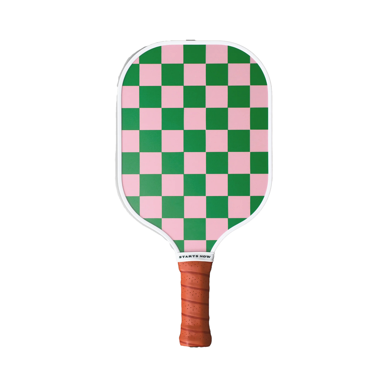 green and pink check pickleball paddle