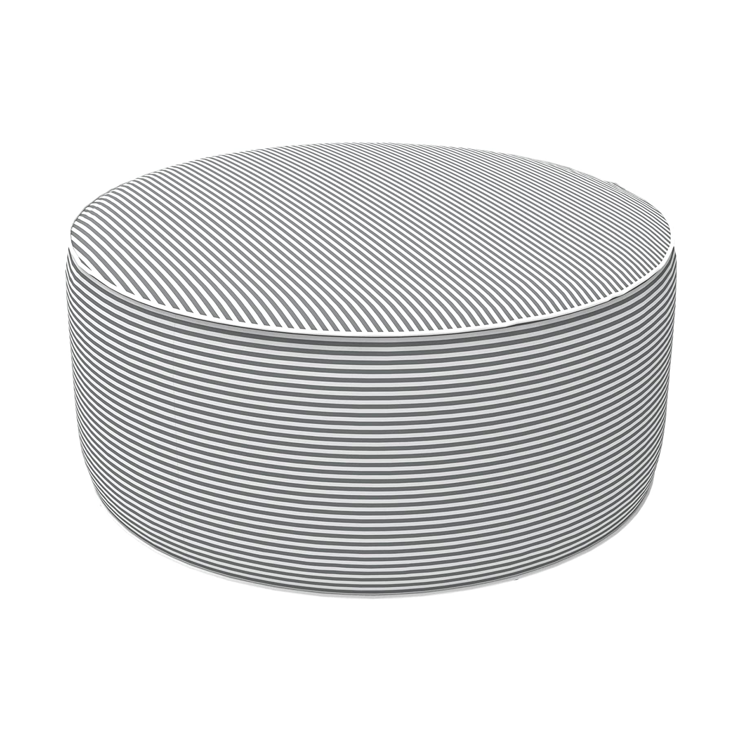 gray striped inflatable ottoman