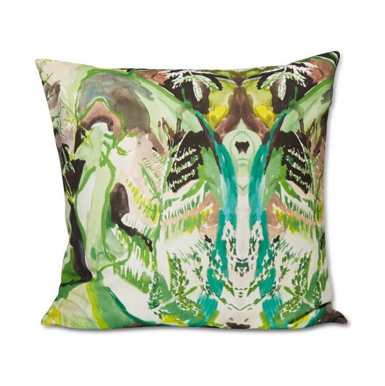 throw pillow with abstract fern print