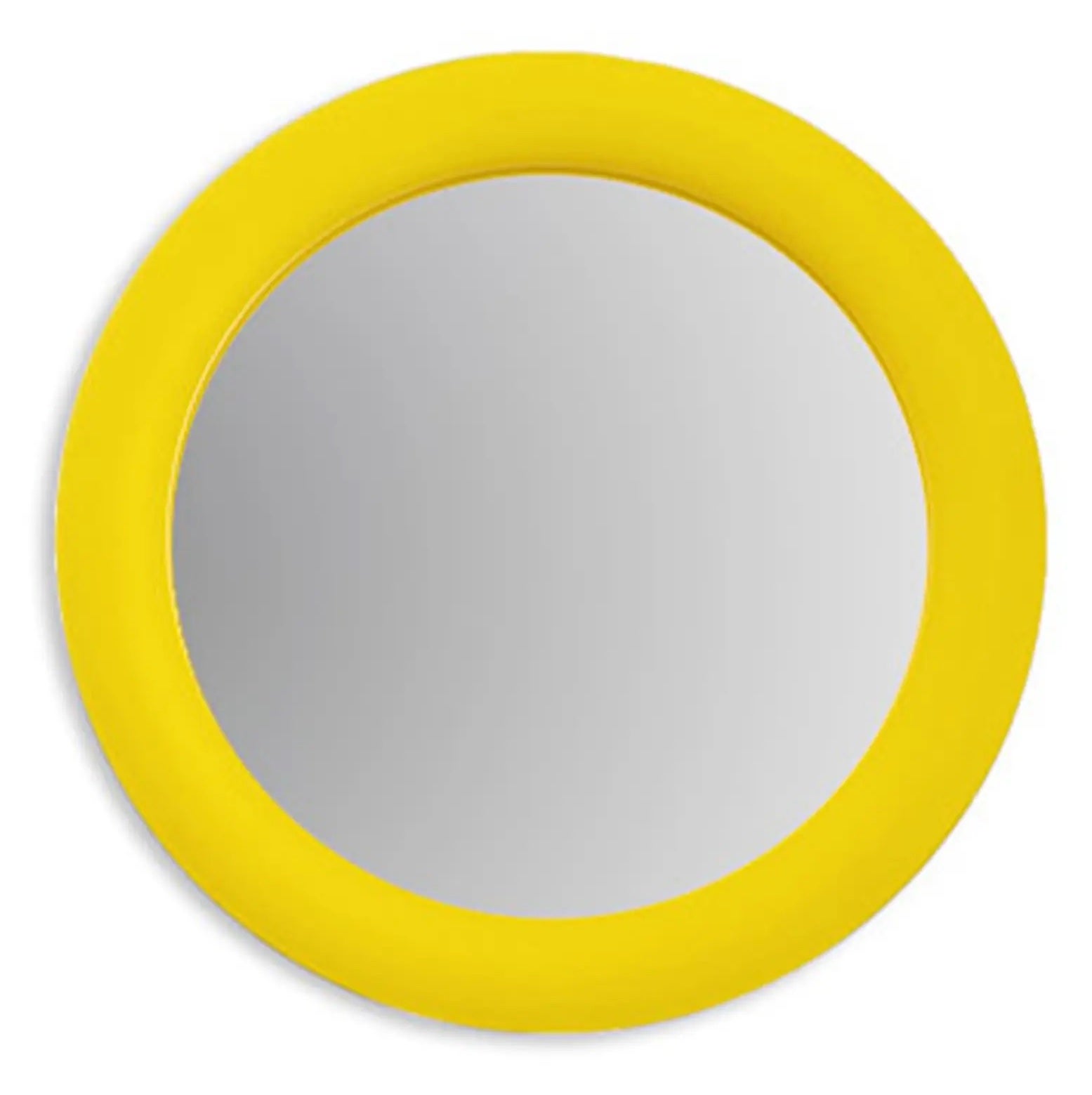 round mirror with yellow frame