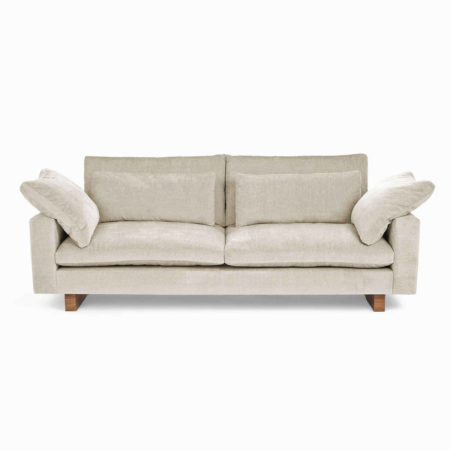 deep seat velvet sofa from west elm with wood legs