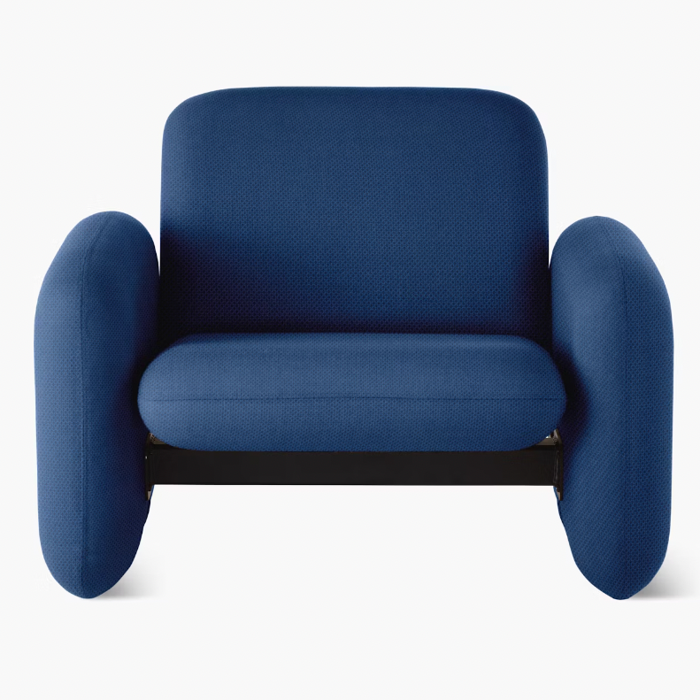 vibrant blue upholstered armchair