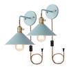 Plug in Switch Wall Sconces Set of Two,Blue