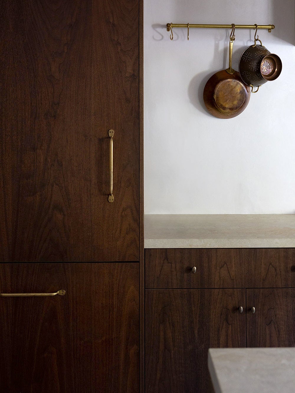 Dark brown wood kitchen cabinets