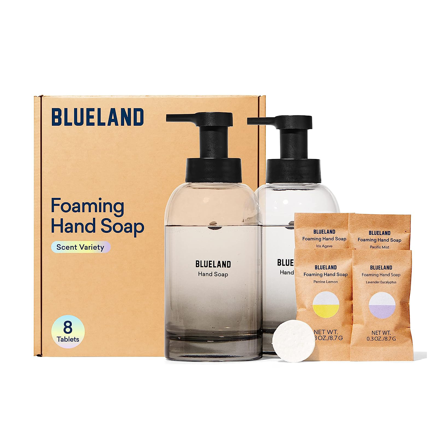 Two Refillable Glass Foaming Hand Soap Dispensers from Blueland