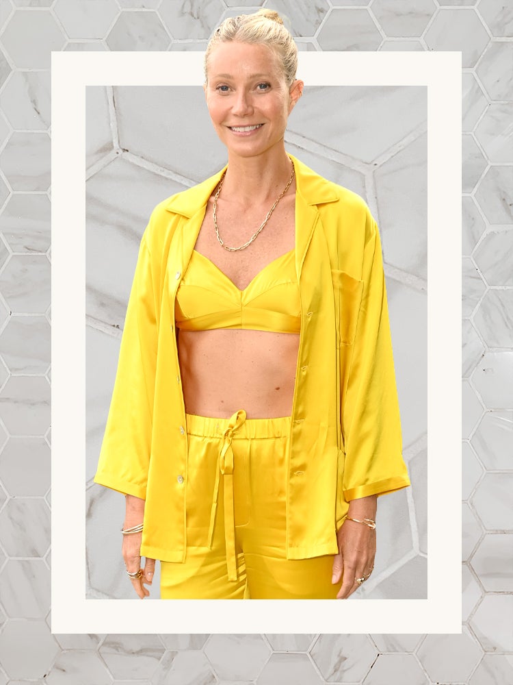 Gwyneth Paltrow wearing yellow pajamas
