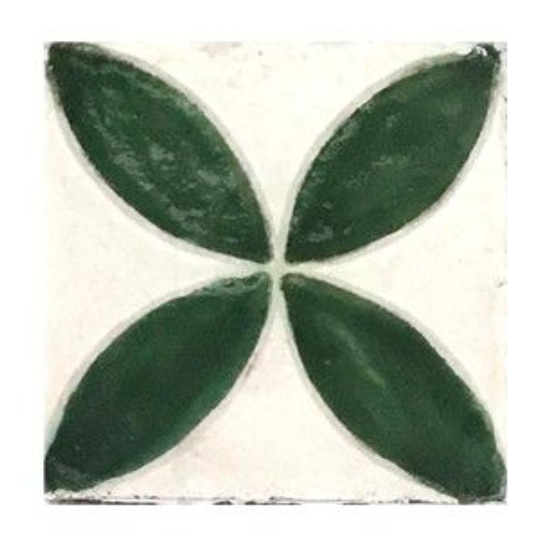 Zellige Malena Green Hand Painted Ceramic Tile 4x4