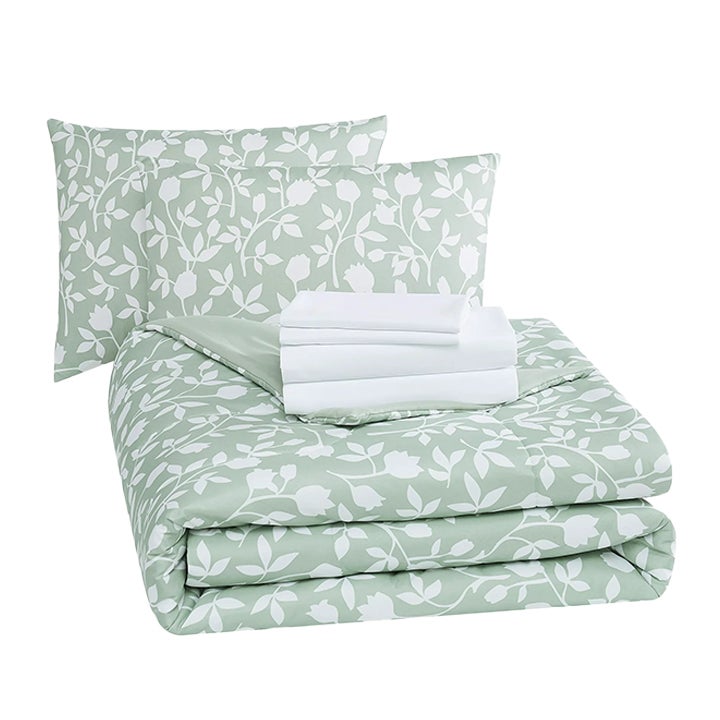 Sage green floral bedding