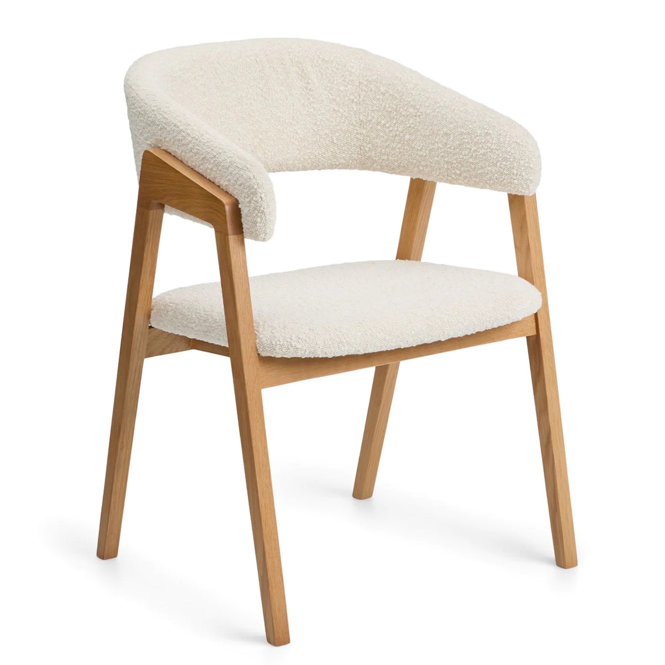 rounded boucle dining chair