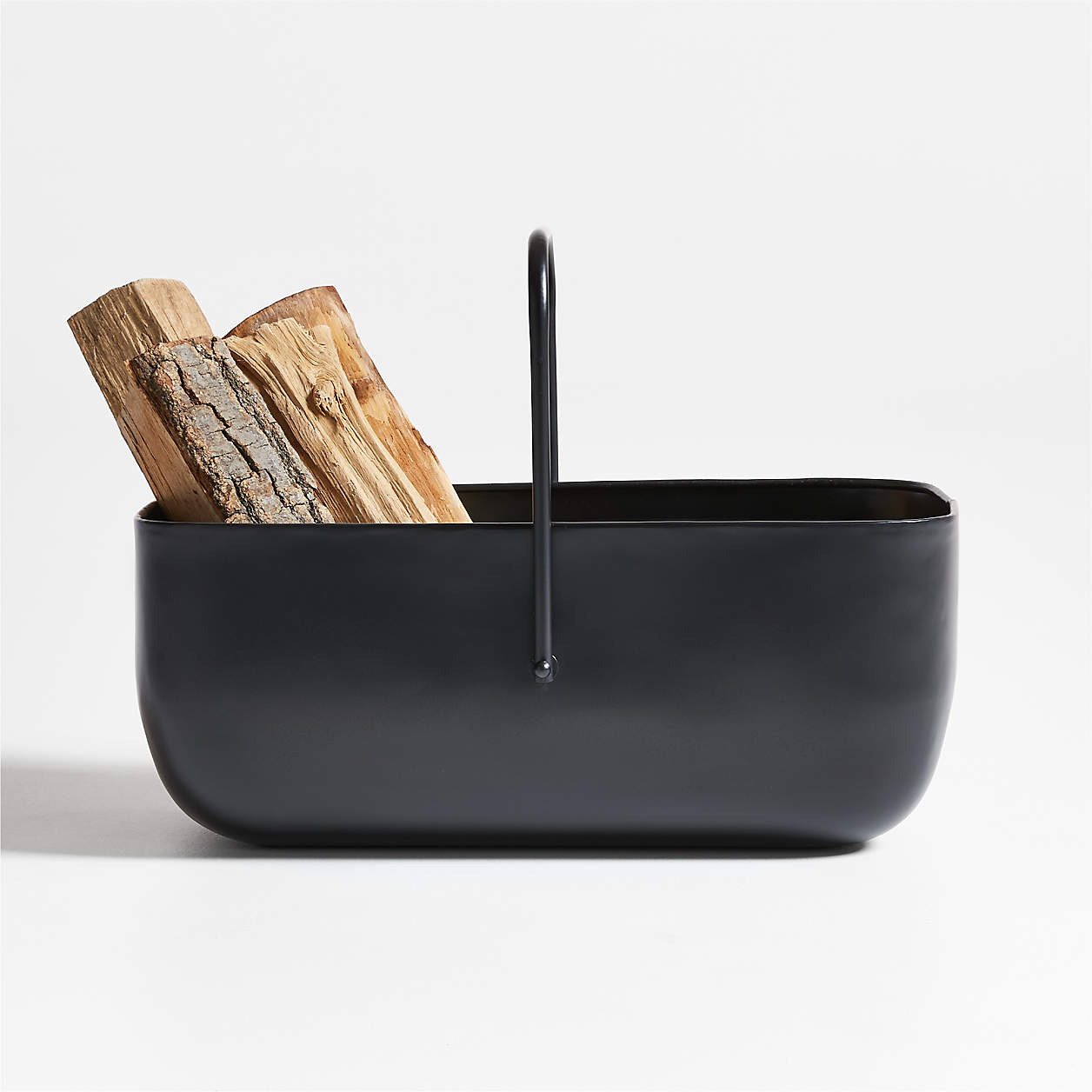 black iron firewood basket