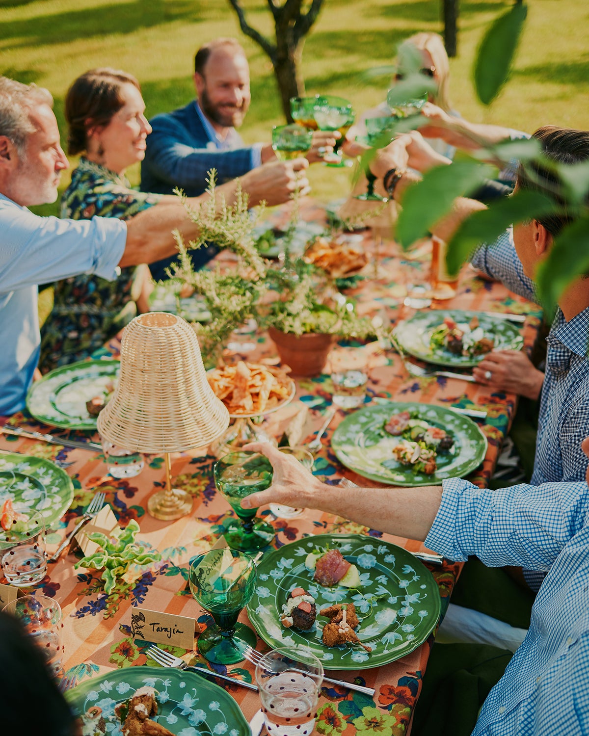 Close up of guests at a table