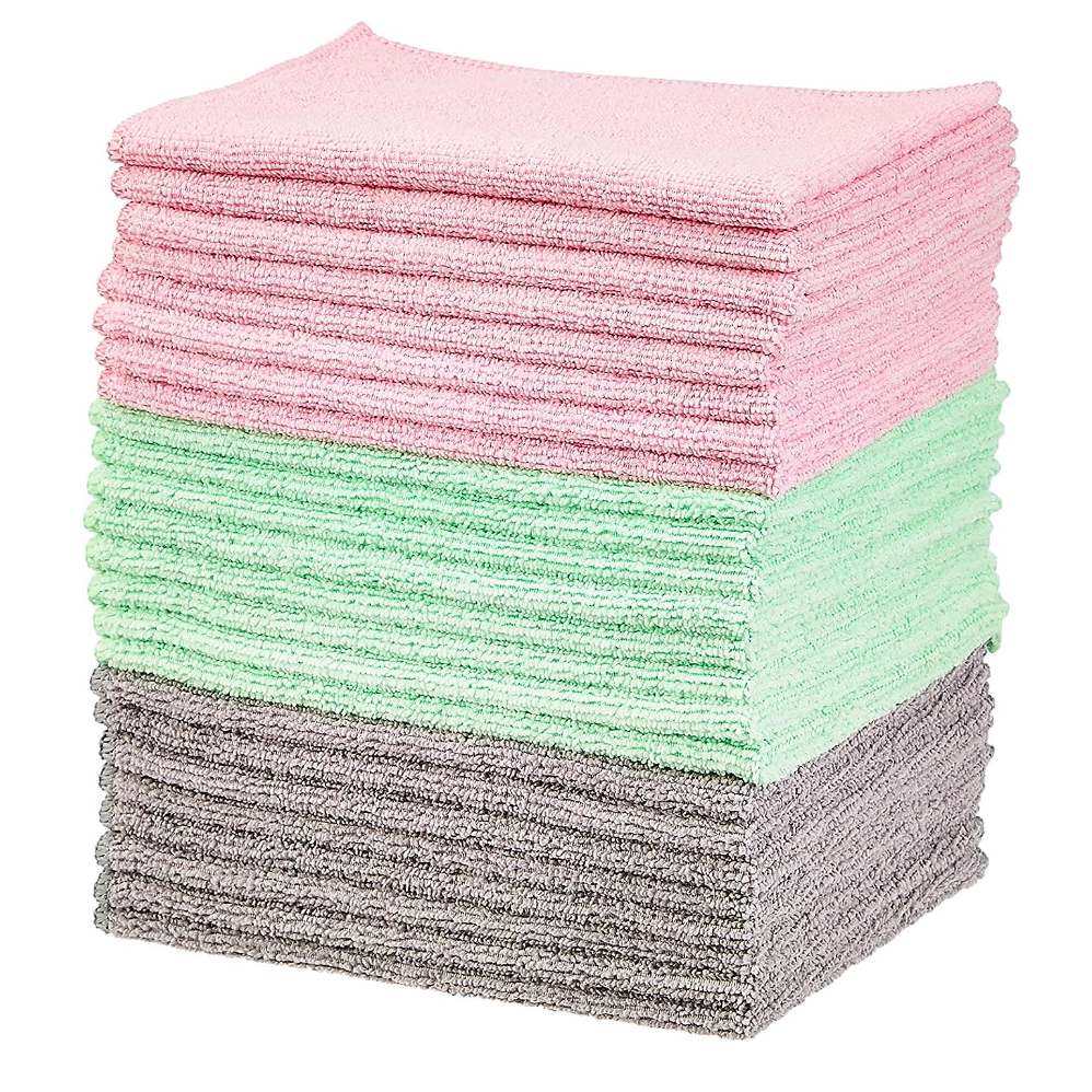 Microfiber cleaning cloths in a stack