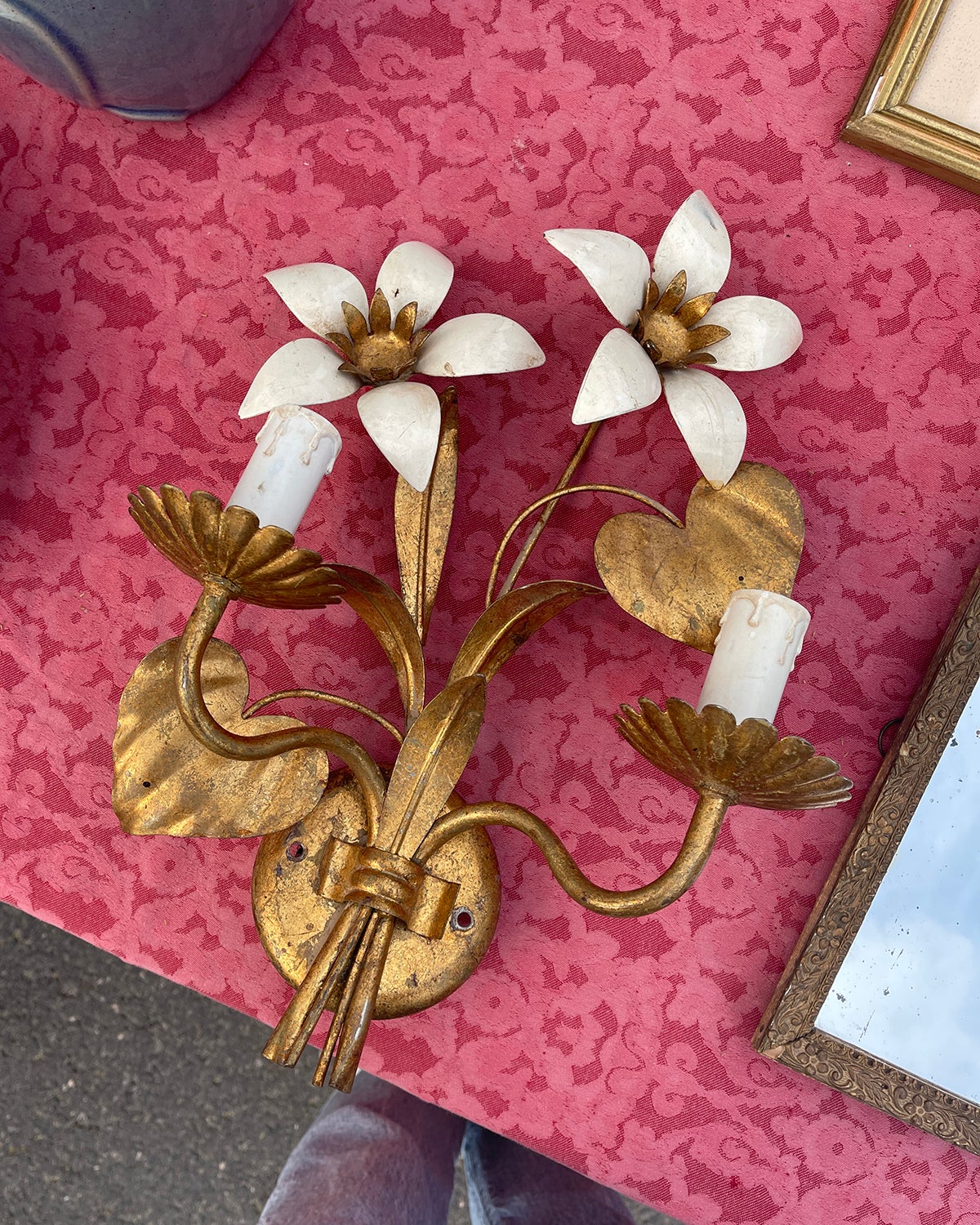 Flower sconce at French flea