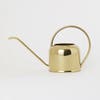gold metal watering can with round handle