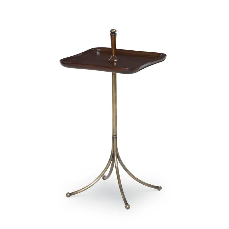 metal and wood pedestal side table