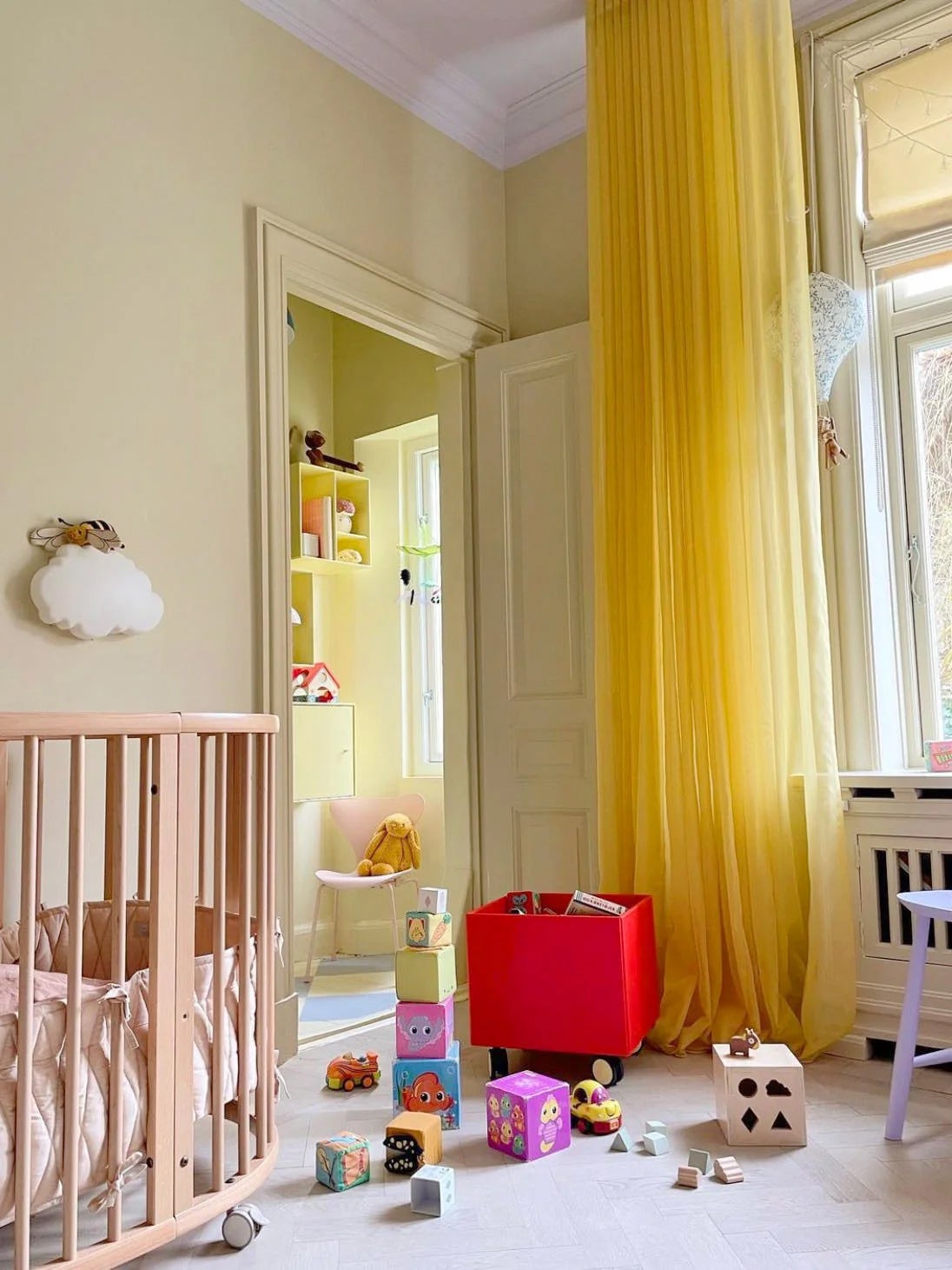 yellow and lavender nursery