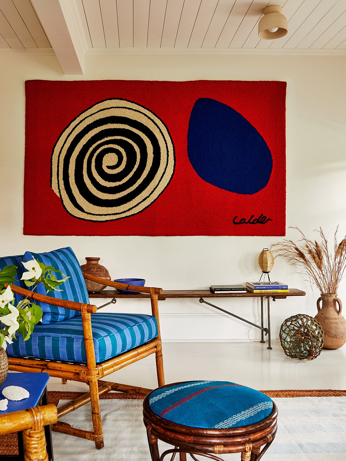 Alexander Calder tapestry on wall