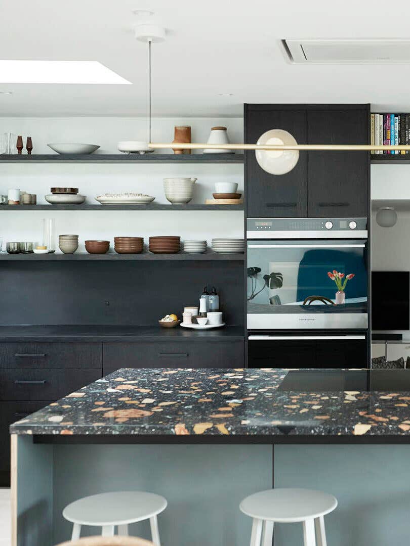 This Designer Stashed a Slab of Terrazzo for Years, Until It Inspired a Black-on-Black Kitchen