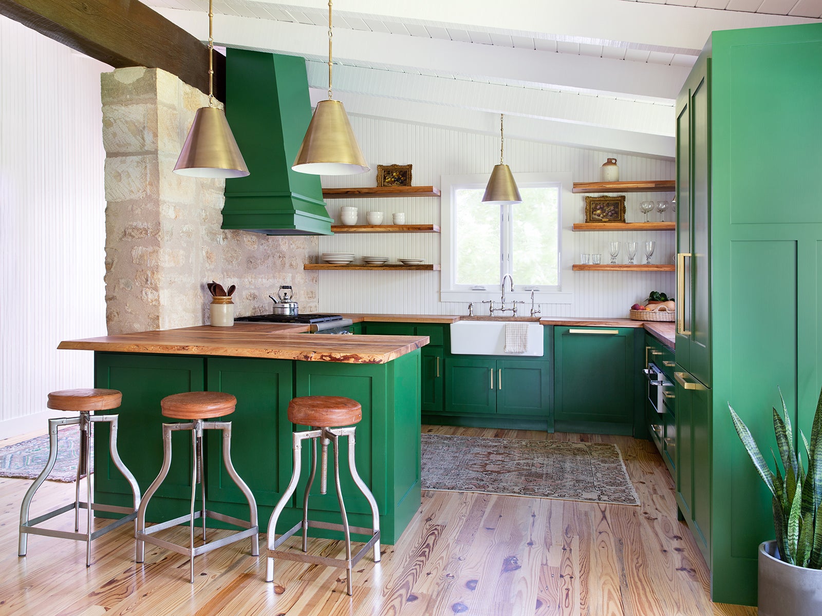 bright green kitchen cabinets