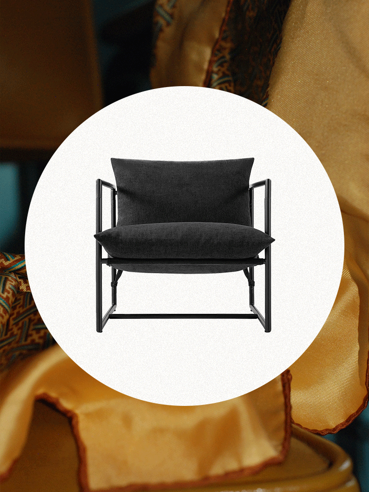 Black sling-style armchair from Amazon.