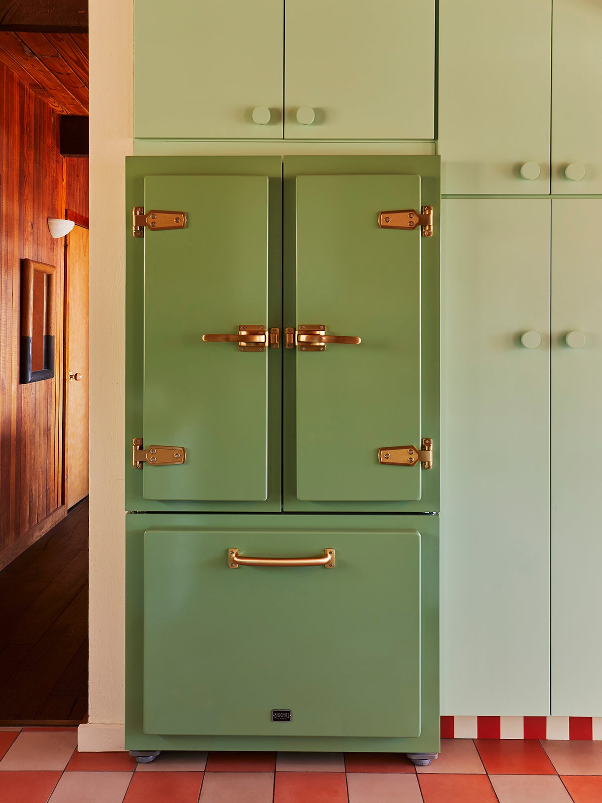 Big Chill refrigerator in a custom sage green color