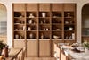 Open shelving in the kitchen and dining room