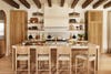 Kitchen island with wooden stools