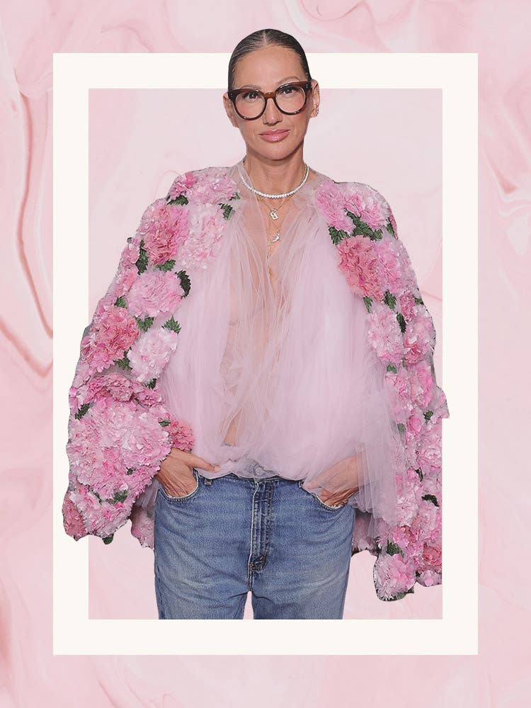Jenna Lyons wearing a pink floral jacket