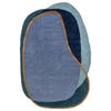 Green and blue rug in an oval shape