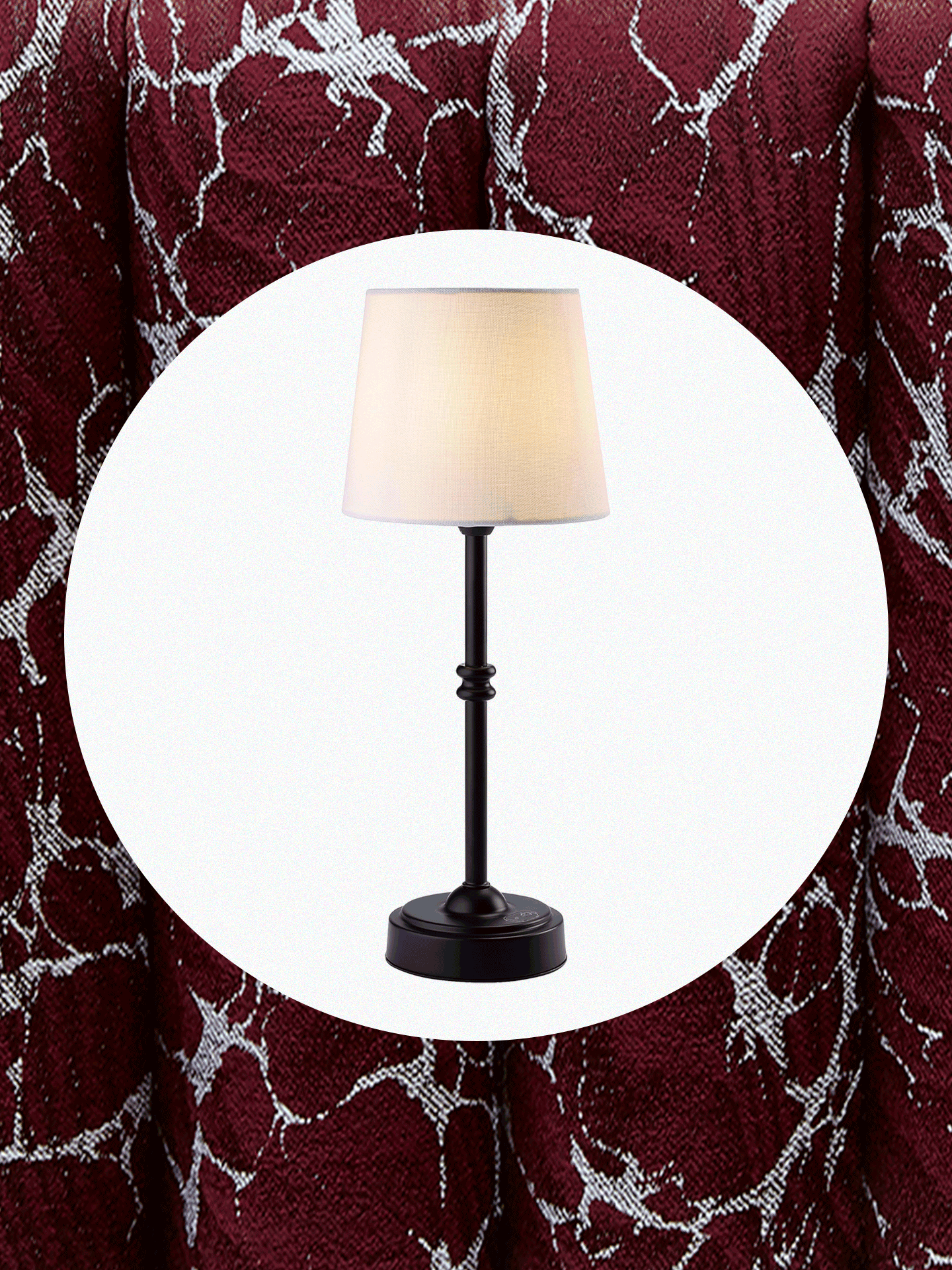 gif of amazon cordless table lamps on tablecloth background