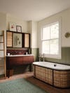 tub wrapped in woven wood