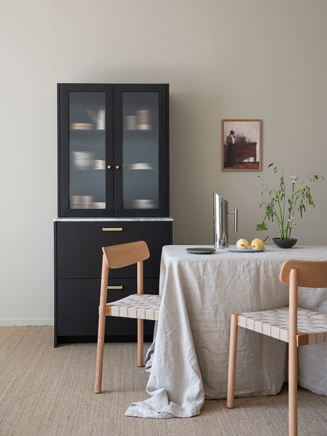 dining table with black cabinet