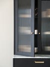 black cabinet with fluted glass