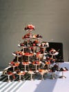 cherry deserts stacked in pyramid