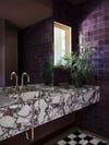 Bathroom sink with purple veined marble