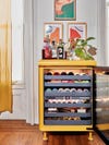 Beverage fridge with open door