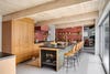 kitchen with angular ceiling