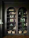 brown arched shelves