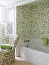 green wallpapered batroom