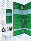 green tiled shower