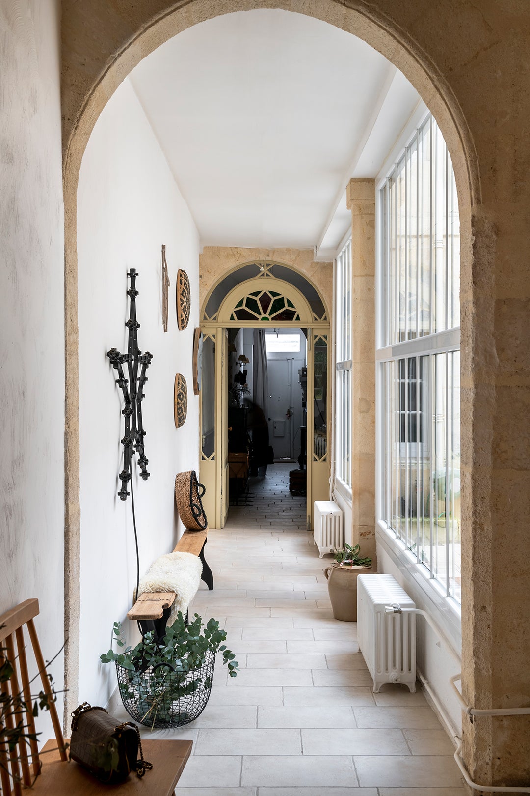 long hallway in a stone house