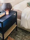 black and woven nightstand