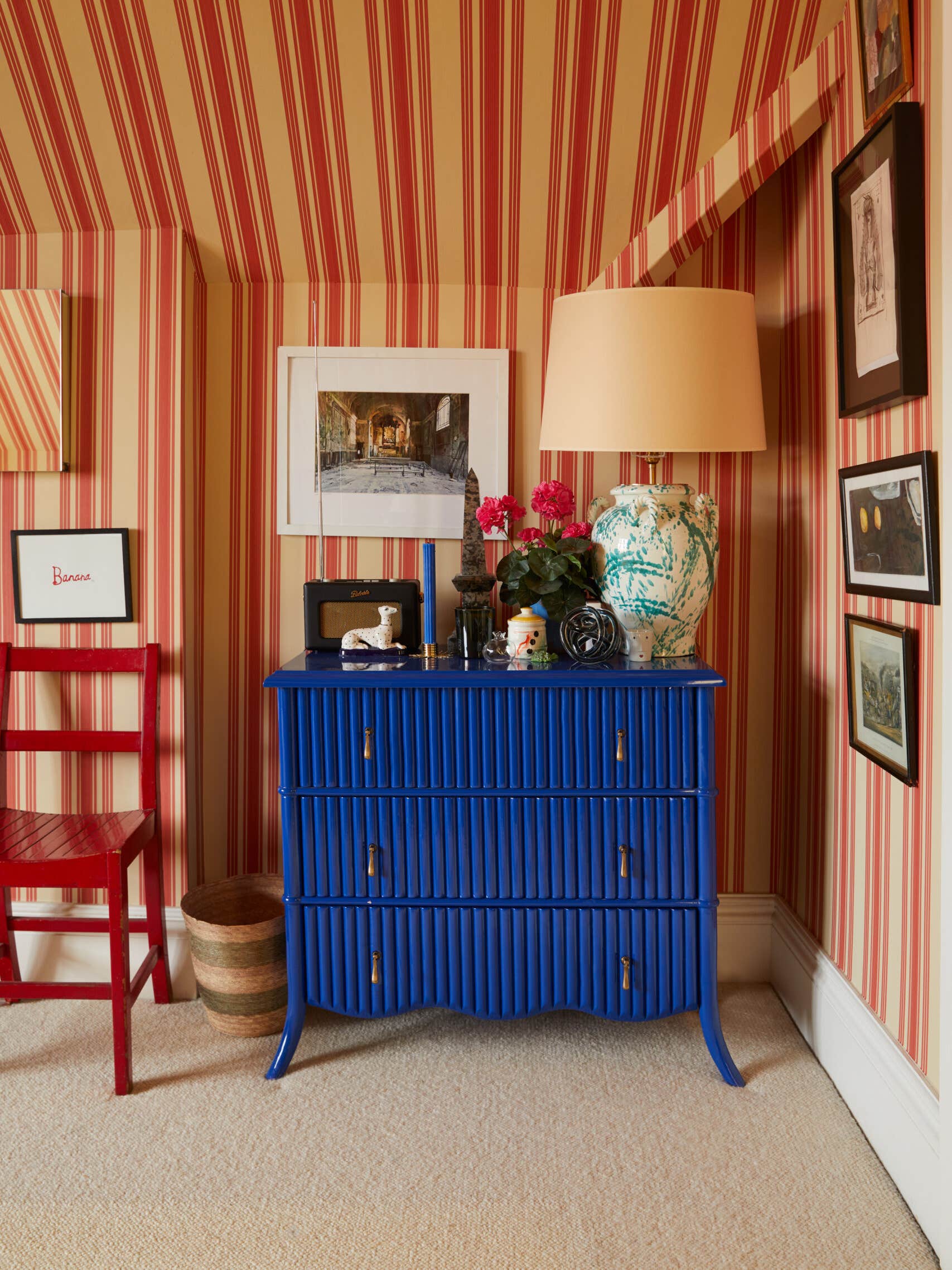 red striped bedroom