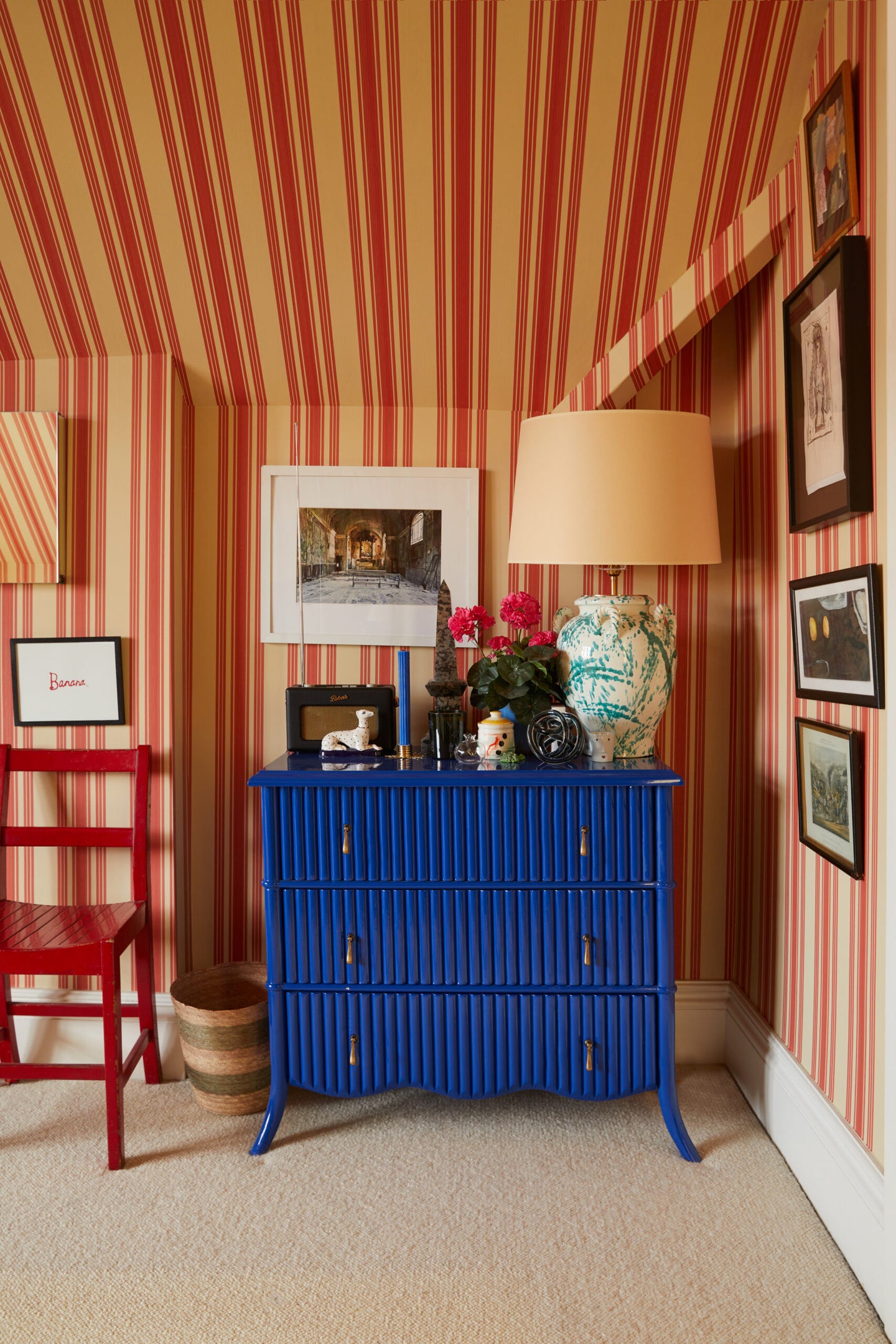 red striped bedroom