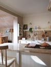 pink kitchen counter